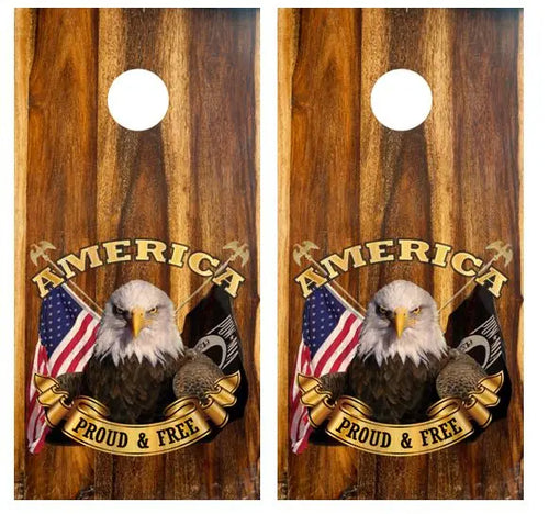 American Proud & Free Cornhole Wood Board Skin Wrap Ripper Graphics