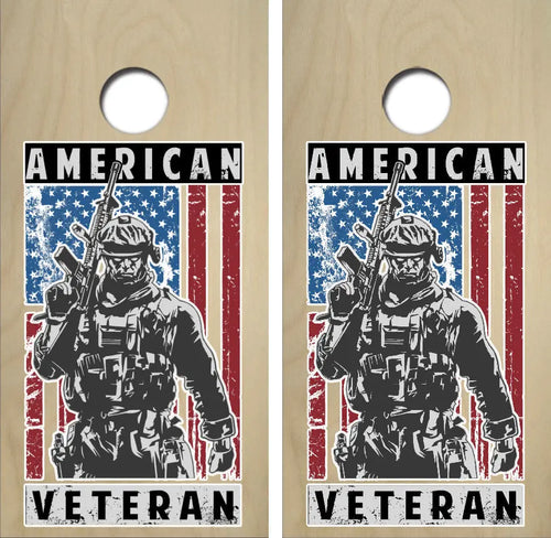 American Veteran Cornhole Wrap Decal with Free Laminate Included Ripper Graphics