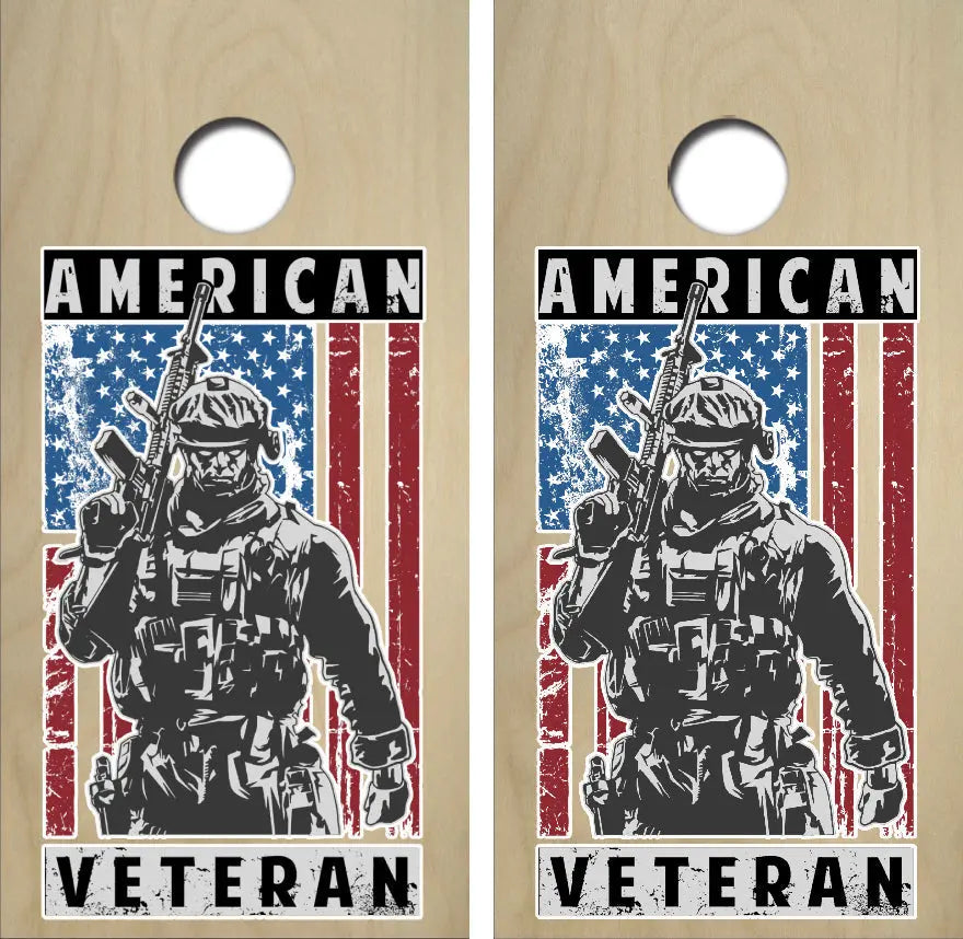 American Veteran Cornhole Wrap Decal with Free Laminate Included Ripper Graphics