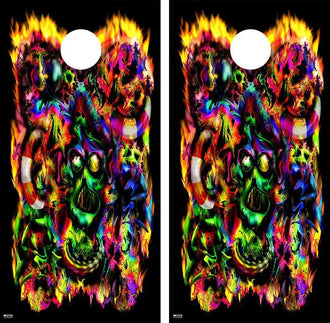 Bad Acid Trip Cornhole Wood Board Skin Wrap Ripper Graphics