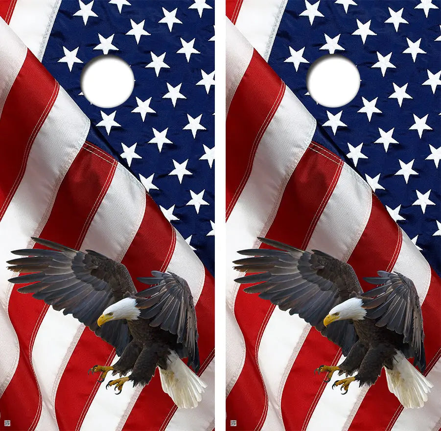 Bald Eagle American Flag Cornhole Board Skin Wraps FREE LAMINATE Ripper Graphics