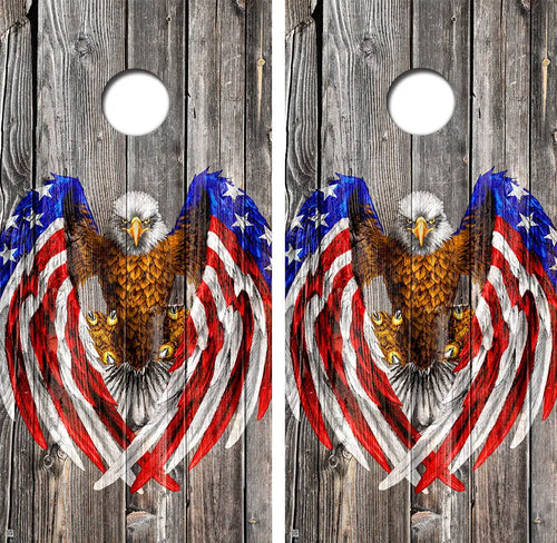 Bald Eagle American Flag Wood Cornhole Board Wraps FREE LAMINATE Ripper Graphics