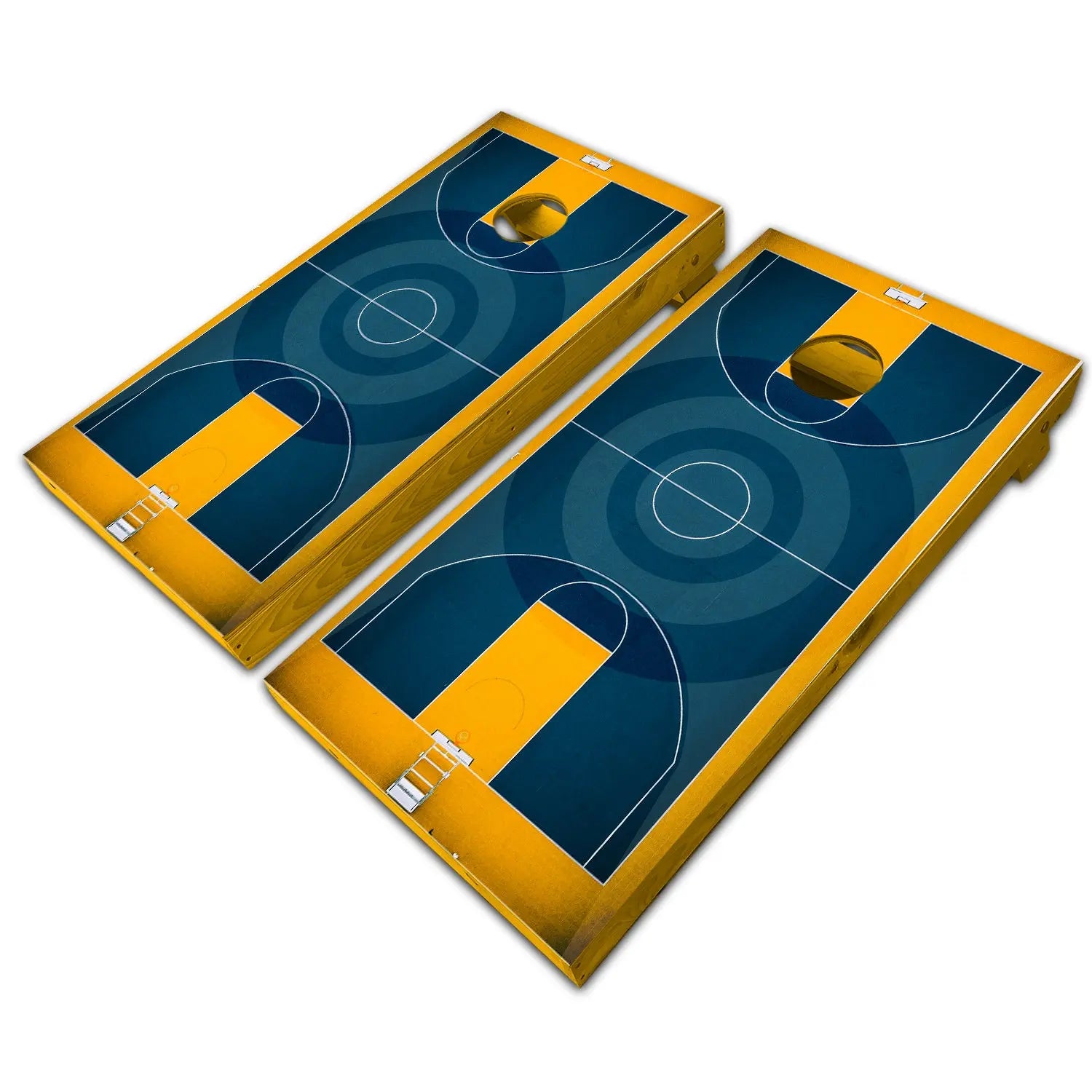 Purple & Gold Basketball Cornhole Board Wraps – Custom Vinyl Skins For Regulation Boards (Made In USA)