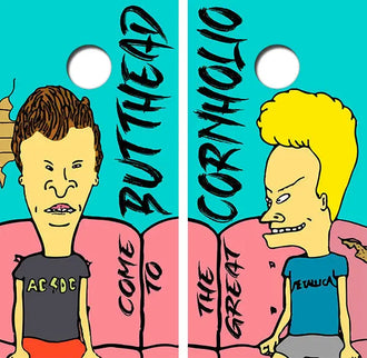 Beavis & Butthead Cornhole Wood Board Skin Wraps FREE LAMINATE Ripper Graphics