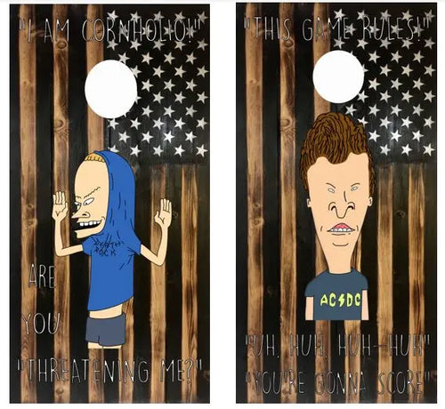 Bevis And Butthead Rustic Flag Cornhole Wood Board Skin Wrap Ripper Graphics