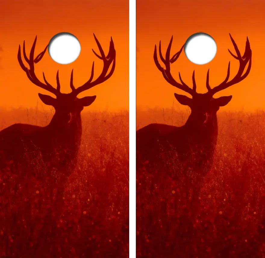 Big Buck Deer At Dusk Cornhole Wrap Decal with Free Laminate Included Ripper Graphics
