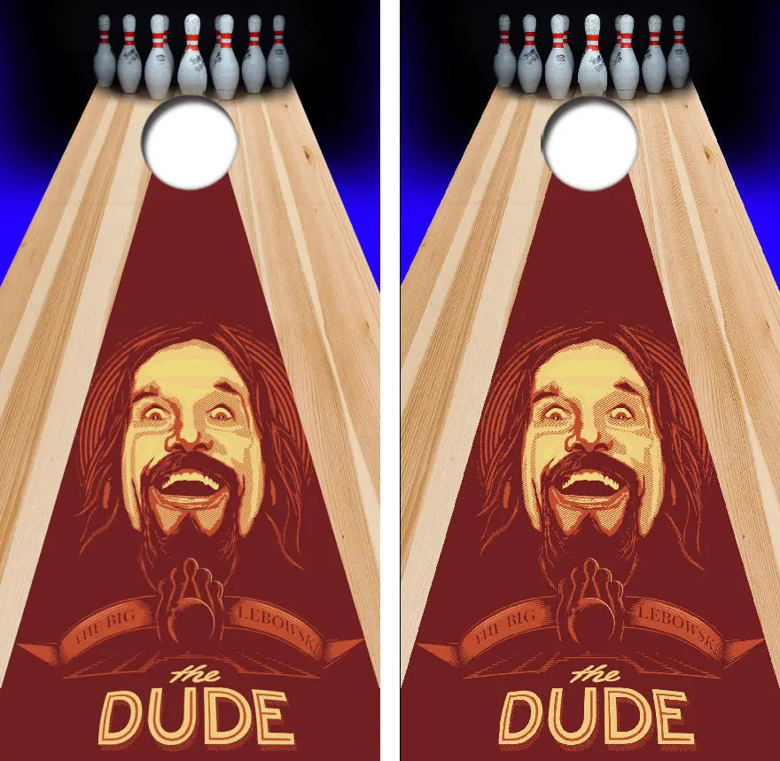 Big Lebowski Dude Bowling Cornhole Wrap Decal with Free Laminate Included Ripper Graphics