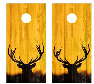 Big Rack Buck Silhouette Barnwood Cornhole Wood Board Skin Wr Ripper Graphics