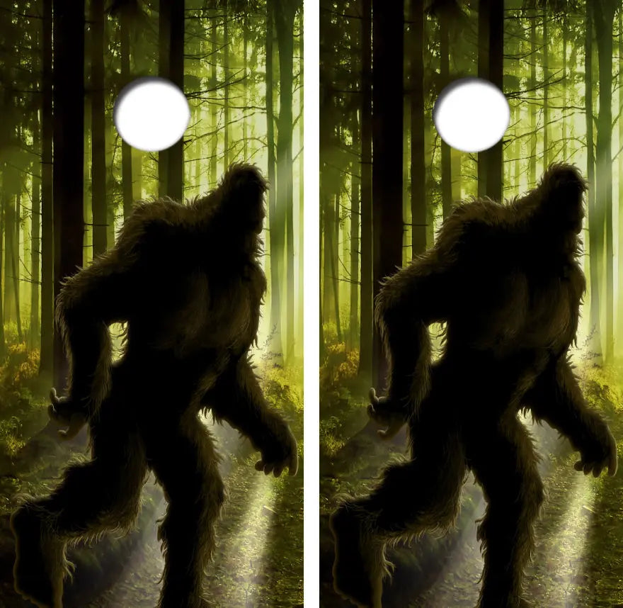 Bigfoot In The Woods Cornhole Wrap Decal with Free Laminate Included Ripper Graphics