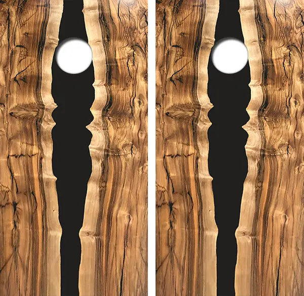 Black Epoxy Wood Cornhole Wood Board Skin Wrap Ripper Graphics