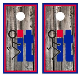 Bleep It Funny Character Barnwood Cornhole Wood Board Skin Wraps Ripper Graphics