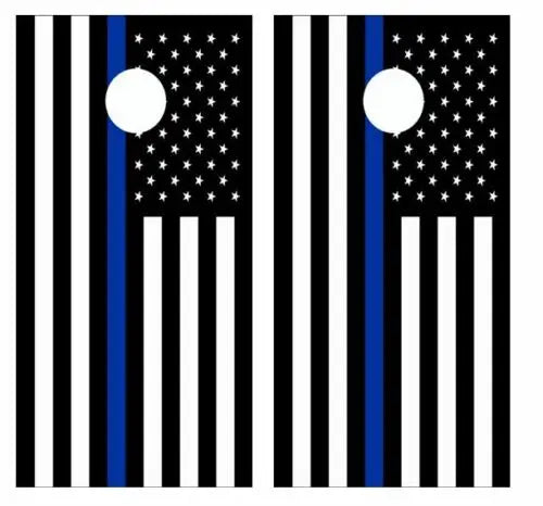 Blue Lives Matter Flag Cornhole Wood Board Skin Wraps FREE LAMI Ripper Graphics