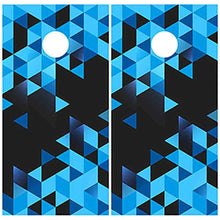 Load image into Gallery viewer, Blue Triangle Pattern Cornhole Game Boards Decals Wraps Cornhole Board Wraps and Decals Cornhole Skins Stickers Laminated Cornhole Wraps KT Cornhole
