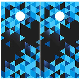 Blue Triangle Pattern Cornhole Game Boards Decals Wraps Cornhole Board Wraps and Decals Cornhole Skins Stickers Laminated Cornhole Wraps KT Cornhole