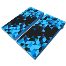 Load image into Gallery viewer, Blue Triangle Pattern Cornhole Game Boards Decals Wraps Cornhole Board Wraps and Decals Cornhole Skins Stickers Laminated Cornhole Wraps KT Cornhole
