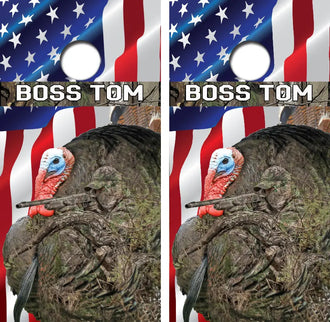 Boss Tom Turkey Hunter Cornhole Wrap Decal with Free Laminate Included Ripper Graphics