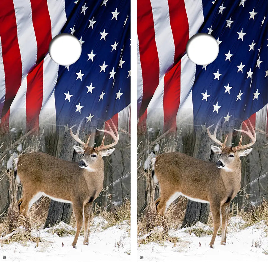 Buck American Flag Cornhole Board Wraps FREE LAMINATE Ripper Graphics