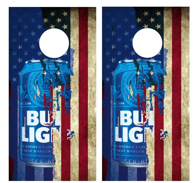 Bud Light American Flag Cornhole Wrap Decal with Free Laminate Included Ripper Graphics 