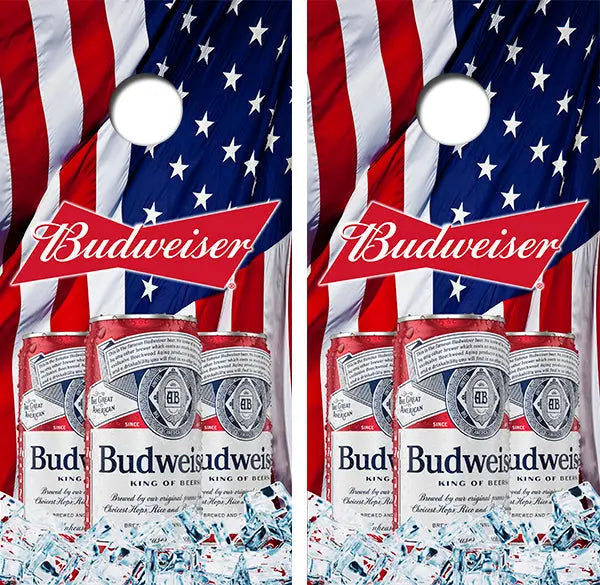 Busch Latte American Flag Cornhole Wood Board Skin Wrap Ripper Graphics