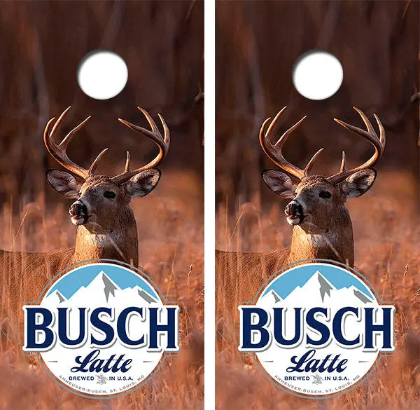 Busch Latte Deer Cornhole Wood Board Skin Wraps FREE LAMINATE Ripper Graphics
