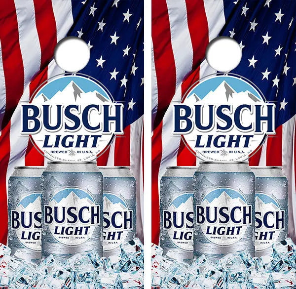 Busch Light American Flag Cornhole Wood Board Skin Wrap Ripper Graphics