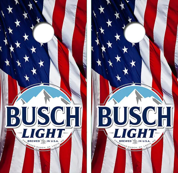 Busch Light American Flag Cornhole Wood Board Skin Wraps FREE LAMINATE Ripper Graphics