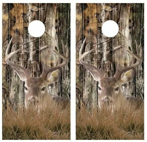 Camo Buck/Deer Barnwood Cornhole Wood Board Skin Wraps FREE L Ripper Graphics