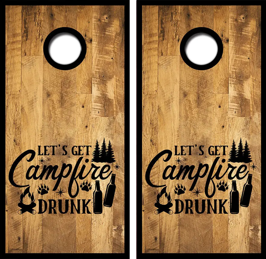 Camp Fire Drunk Cornhole Wrap Decal with Free Laminate Included Ripper Graphics 