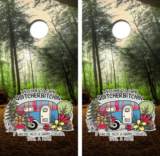 Camp Quitcherbitchin Cornhole Wrap Decal with Free Laminate Included Ripper Graphics