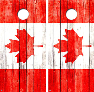 Canadian Flag Vintage Cornhole Board Skin Wrap FREE LAMINATE Ripper Graphics