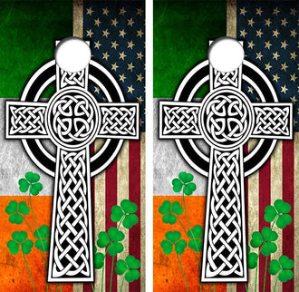 Celdic Irish American Flag Cornhole Wood Board Skin Wrap Ripper Graphics