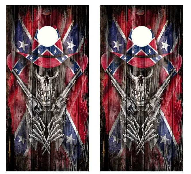 Cowboy Skeleton Barnwood Cornhole Wood Board Skin Wrap Ripper Graphics
