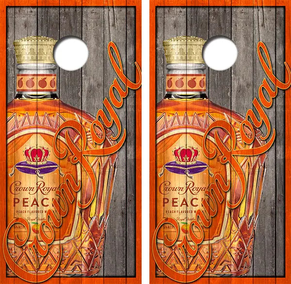Crown Royal Peach Whisky Cornhole Wrap Decal with Free Laminate Included Ripper Graphics