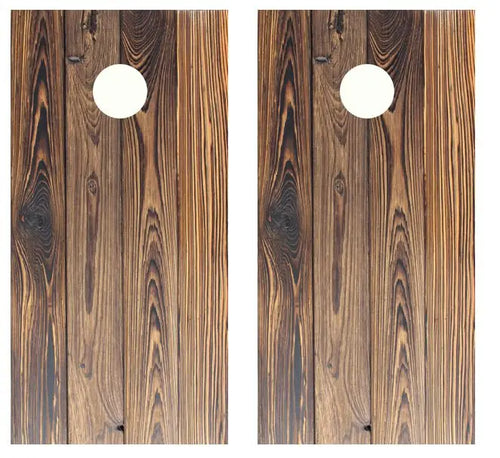Dark Stained Wood Planks Cornhole Wood Board Skin Wrap Ripper Graphics