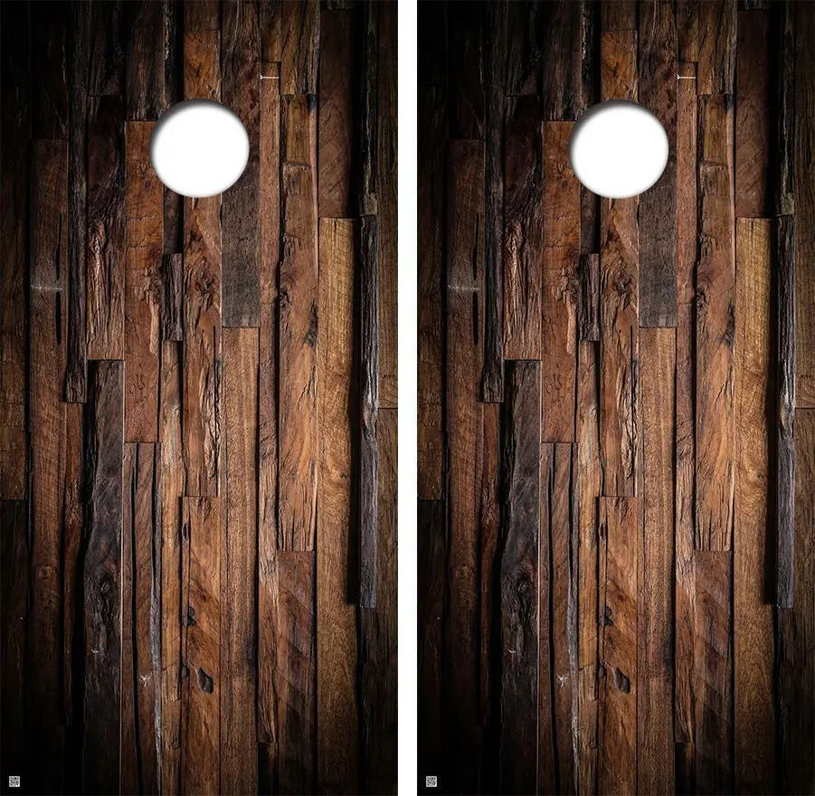 Dark Uneven Hard Wood Cornhole Wood Board Skin Wrap Ripper Graphics