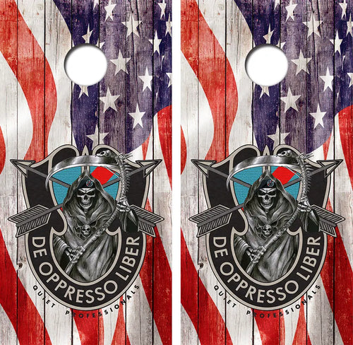 De Oppresso Liber Cornhole Wood Board Skin Wraps FREE LAMINATE Ripper Graphics