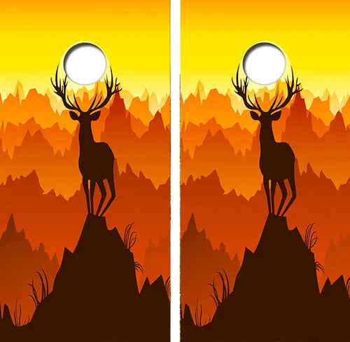 Deer Mountain Sunset Cornhole Wrap Decal with Free Laminate Included Ripper Graphics