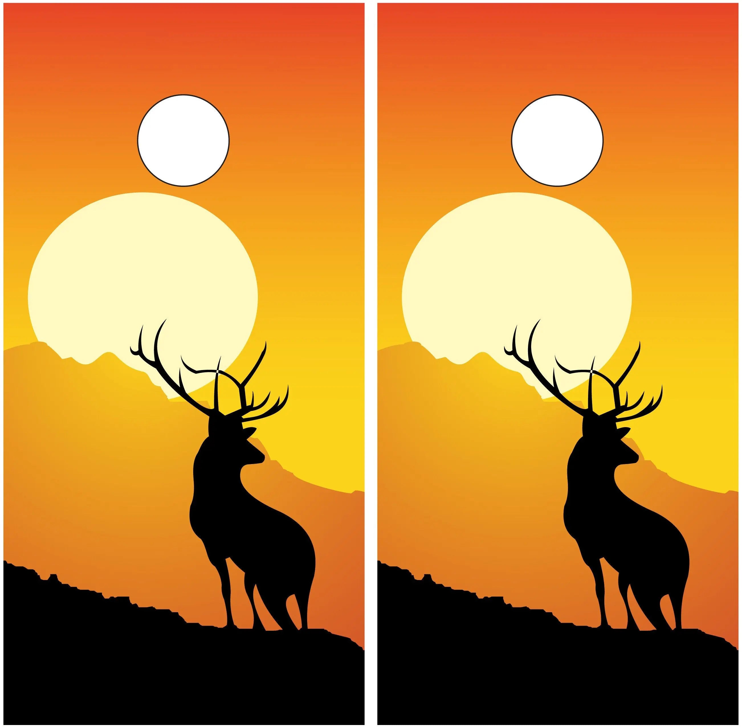 Deer Silhouette Cornhole Wood Board Skin Wraps FREE LAMINATE Ripper Graphics