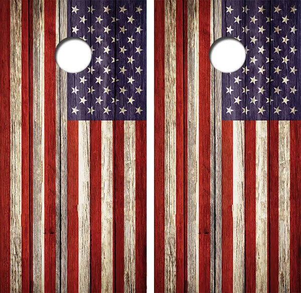 Distressed American Flag Cornhole Wood Board Skin Wrap Ripper Graphics