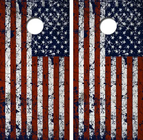 Distressed American Flag Cornhole Wood Board Skin Wraps FREE LAMINAT Ripper Graphics