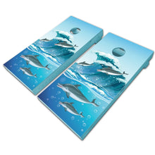 Load image into Gallery viewer, &quot;Dolphin Waves Cornhole Game Boards Decals Wraps Cornhole Board Wraps and Decals Cornhole Skins Stickers Laminated Cornhole Wraps KT Cornhole &quot;
