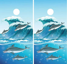 Load image into Gallery viewer, &quot;Dolphin Waves Cornhole Game Boards Decals Wraps Cornhole Board Wraps and Decals Cornhole Skins Stickers Laminated Cornhole Wraps KT Cornhole &quot;
