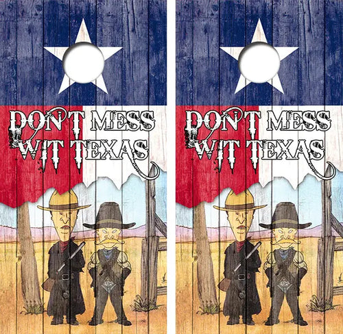 Don't Mess With Texas Cornhole Wood Board Skin Wrap Ripper Graphics