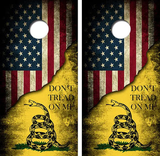 Gadsden American Flag #3 don't Tread on Me Distressed Cornhole Board Gadsden American Flag #3 don't Tread on Me Distressed Cornhole Board
