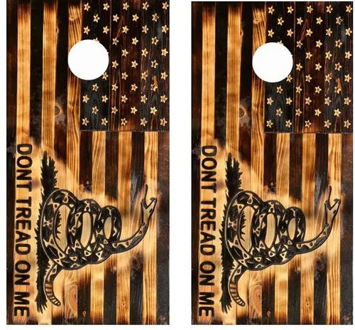 Don't Tread On Me Rustic American Flag Turkey Cornhole Wood Board Skin Wraps FREE LAMINATE Ripper Graphics