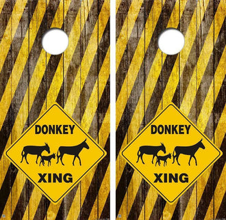 Donkey Xing Cornhole Wood Board Skin Wrap Ripper Graphics