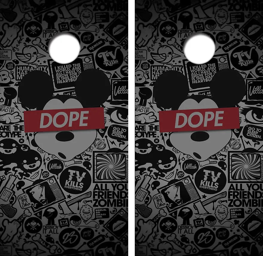 Dope Cartoons Cornhole Wrap Decal with Free Laminate Included Ripper Graphics