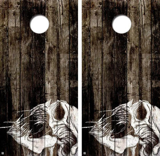 Drooling Deamon Skull Cornhole Wood Board Skin Wrap Ripper Graphics
