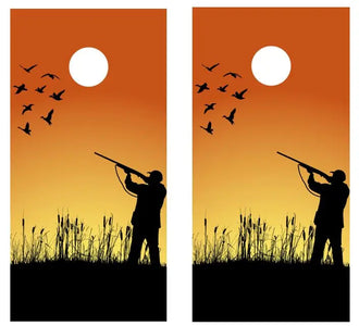 Duck Hunter Silhouette Cornhole Wood Board Skin Wraps FREE LAMINATE Ripper Graphics