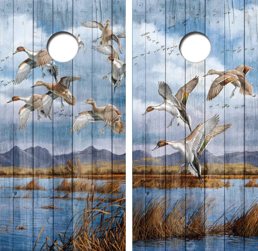 Duck Hunting Barnwood Cornhole Wrap Decal with Free Laminate Included Ripper Graphics